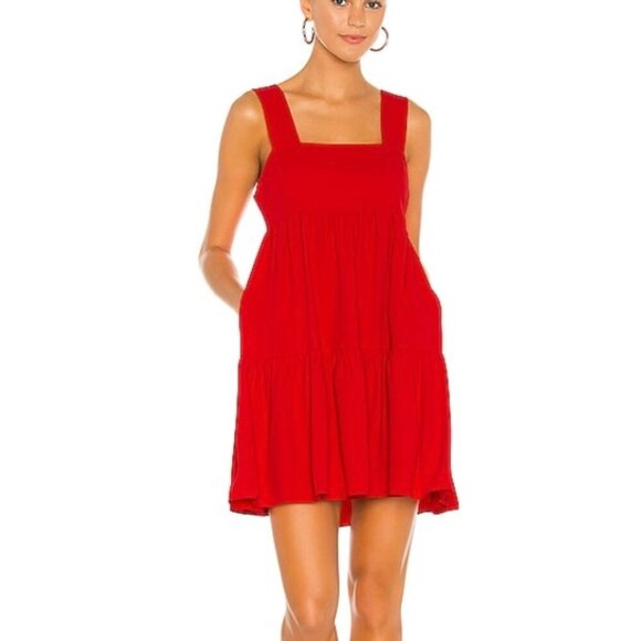Amanda Uprichard Mitzi Mini Dress Bright Red Pockets Tank Top Size Small Women's - Picture 1 of 16